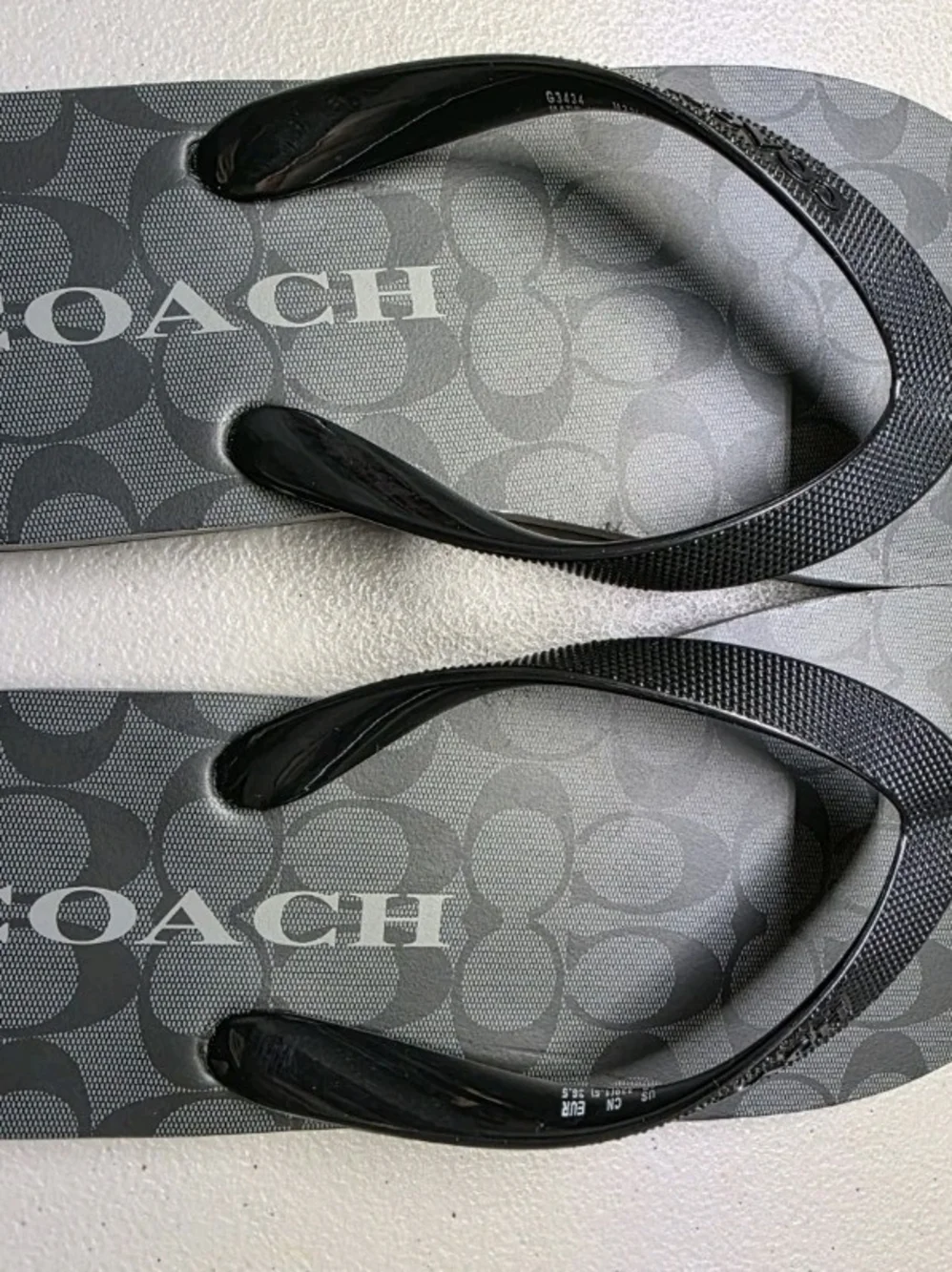 Coach Black Signature Flip Flops Size 6B
